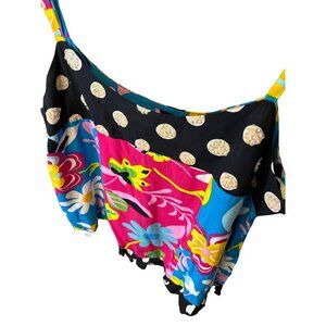 Vanity Colorful Whimsical Beaded Camisole Cropped Top Sz M